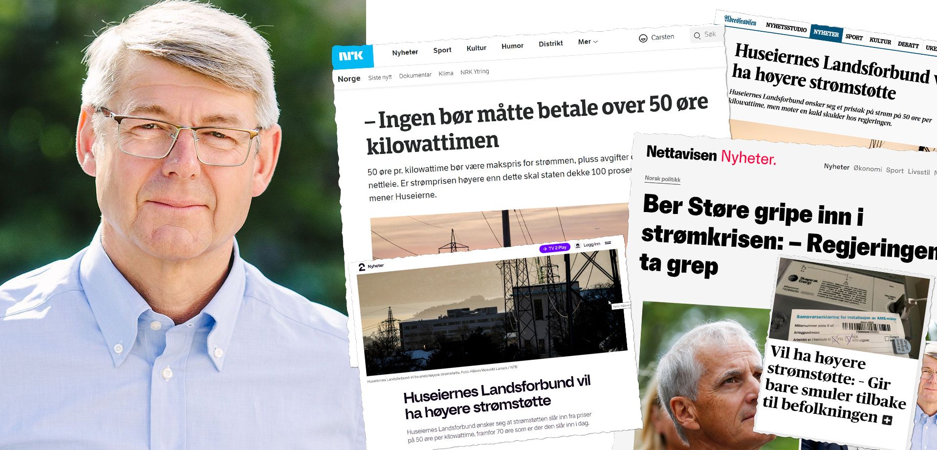 Faksimile av avisoppslag om høye strømpriser