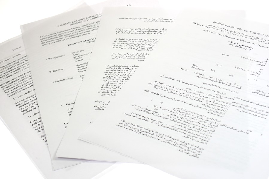 Leiekontrakter på flere språk