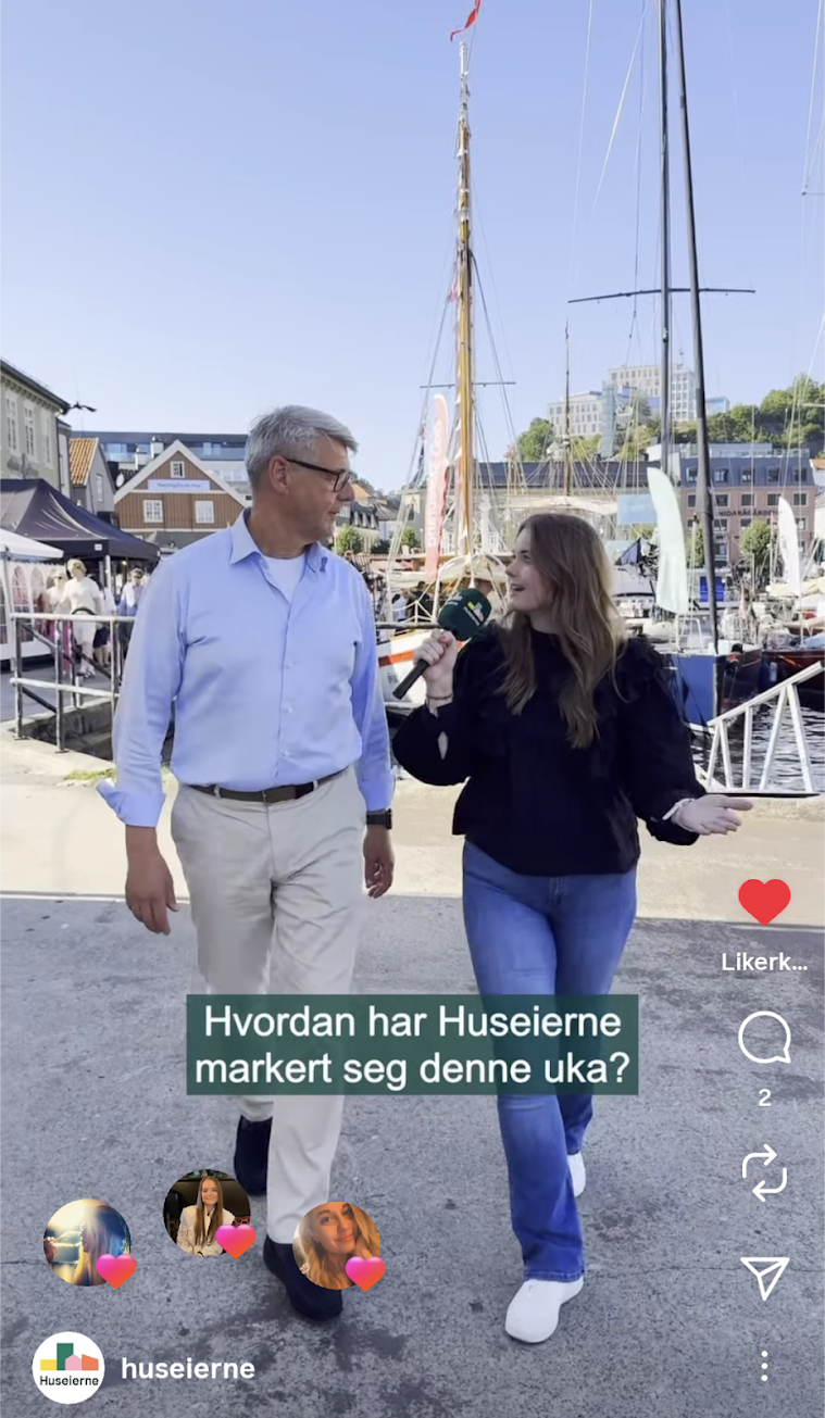 Stillbilde fra instagram med intervju med generalsekretær Morten Andreas Meyer under Arendalsuka 2025