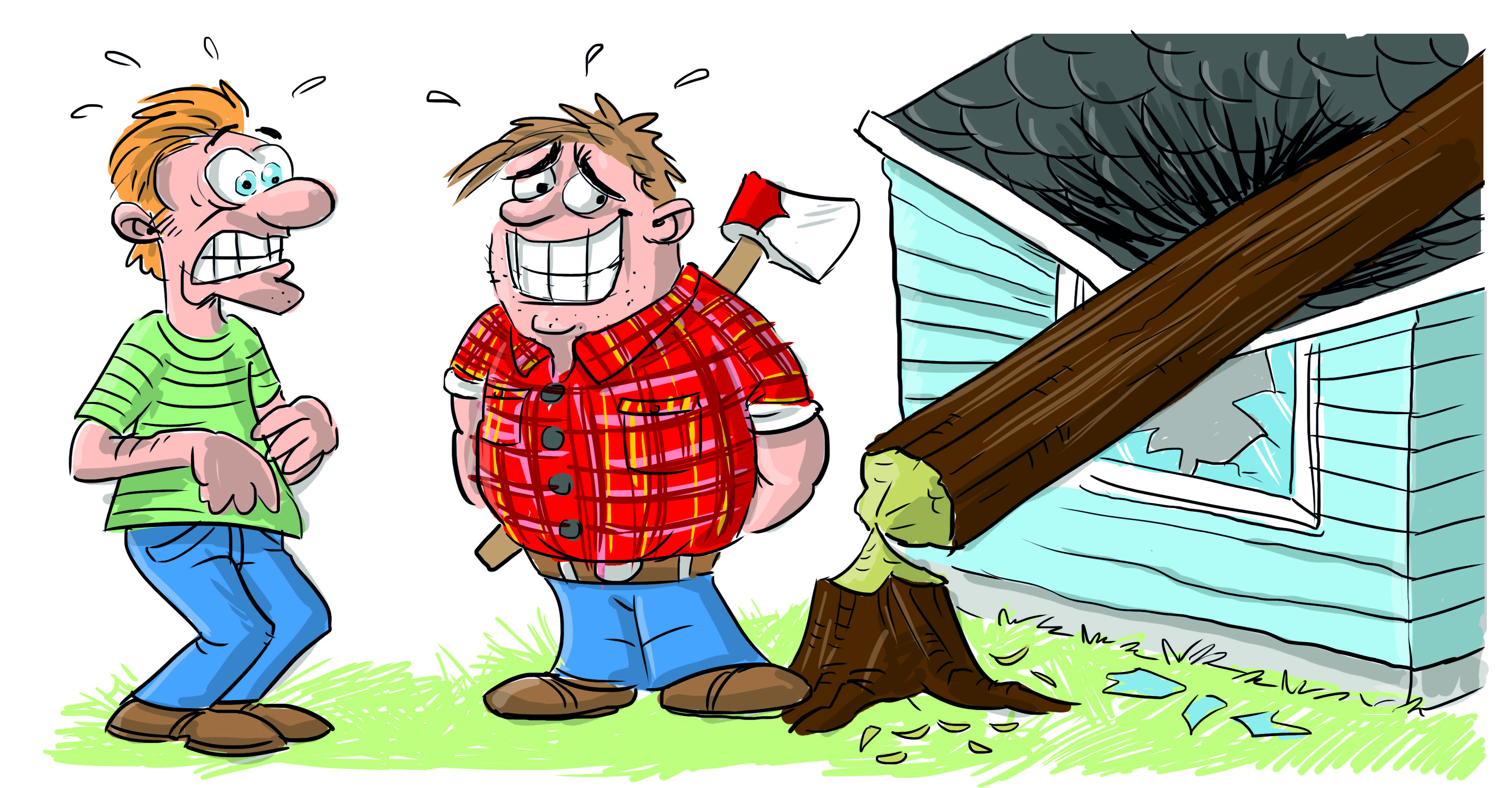 OI SANN! Det er ikke bare-bare å felle store trær. Hvem har ansvaret hvis noe går galt? 